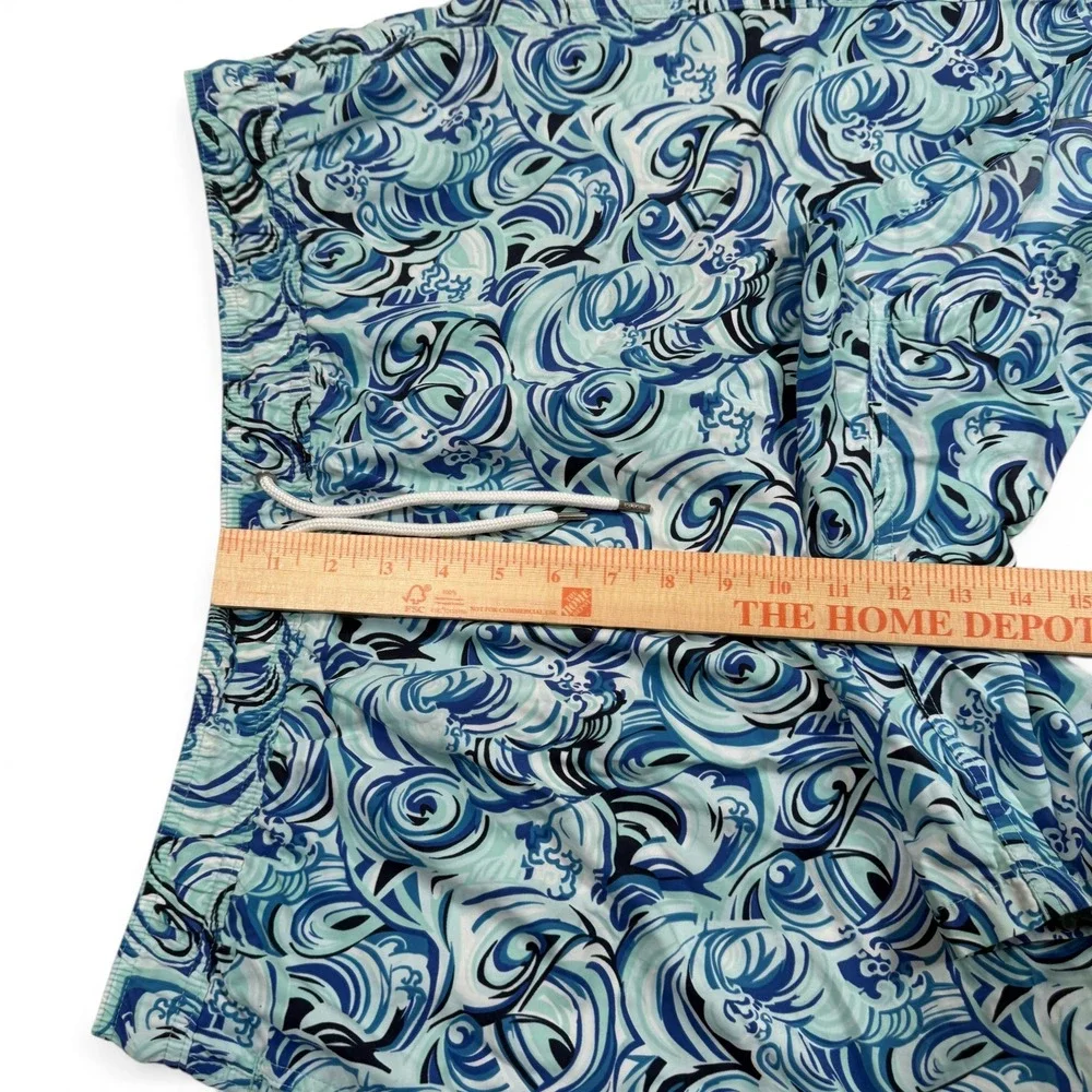 Brooks‎ Brothers Blue Wave Print Swim Trunks Mesh Lining Mens Large Shorts